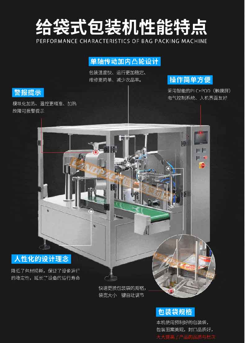 給袋式糖果包裝機(jī)特點(diǎn)